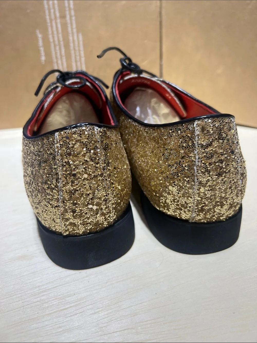 Men's Gold Glitter Lace-Up Dress Shoes
